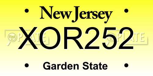 XOR252 New Jersey License Plate