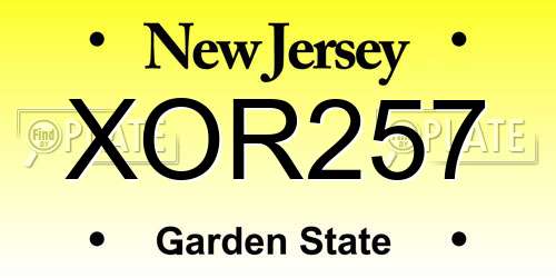 XOR257 New Jersey License Plate