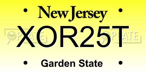 XOR25T New Jersey License Plate