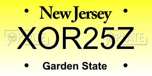 XOR25Z New Jersey License Plate