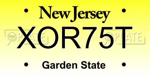 XOR75T New Jersey License Plate
