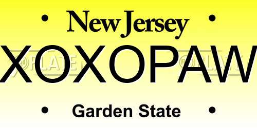 XOXOPAW New Jersey License Plate