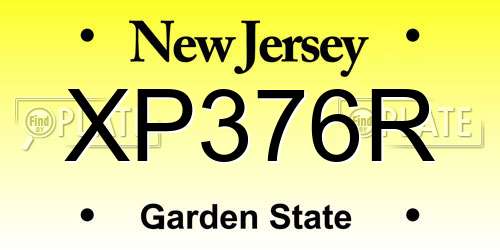 XP376R New Jersey License Plate
