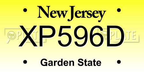 XP596D New Jersey License Plate