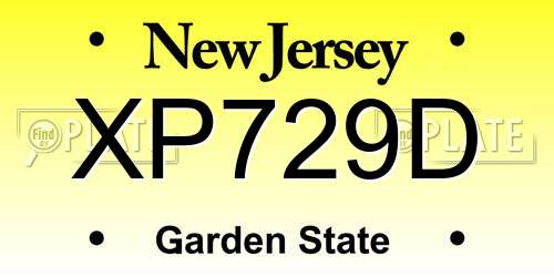XP729D New Jersey License Plate