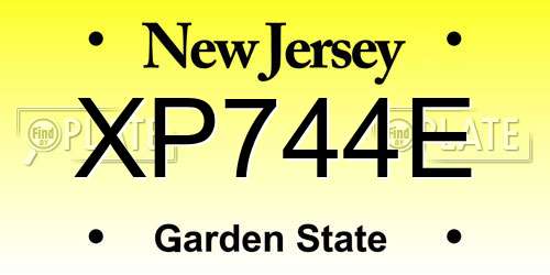 XP744E New Jersey License Plate