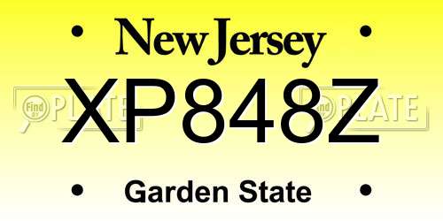 XP848Z New Jersey License Plate