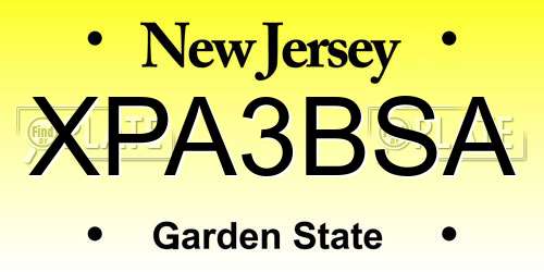 XPA3BSA New Jersey License Plate