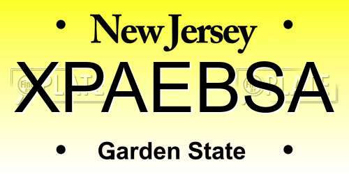 XPAEBSA New Jersey License Plate