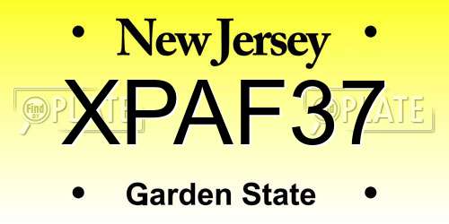 XPAF37 New Jersey License Plate