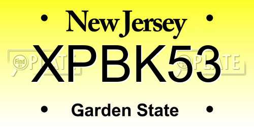 XPBK53 New Jersey License Plate