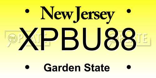 XPBU88 New Jersey License Plate