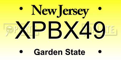 XPBX49 New Jersey License Plate
