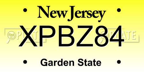 XPBZ84 New Jersey License Plate