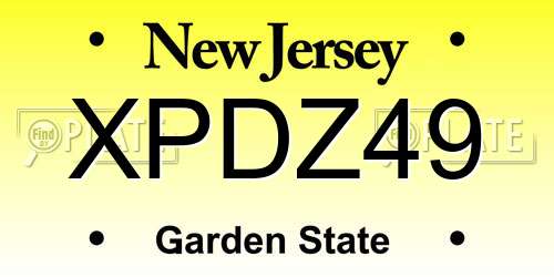 XPDZ49 New Jersey License Plate
