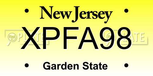 XPFA98 New Jersey License Plate