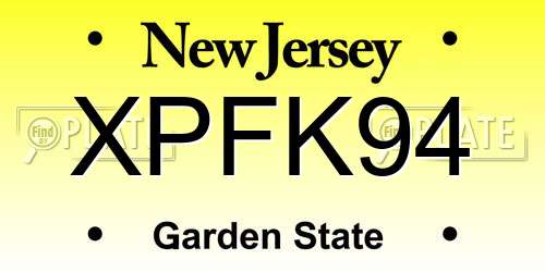 XPFK94 New Jersey License Plate