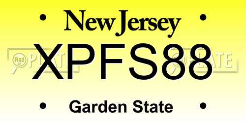 XPFS88 New Jersey License Plate