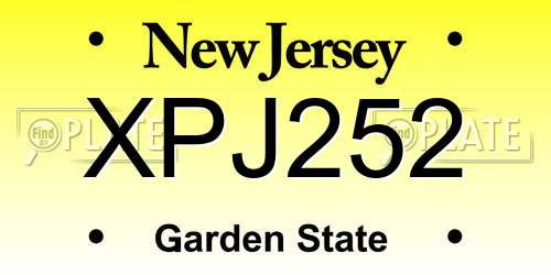 XPJ252 New Jersey License Plate