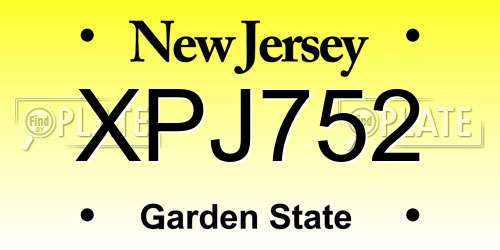 XPJ752 New Jersey License Plate