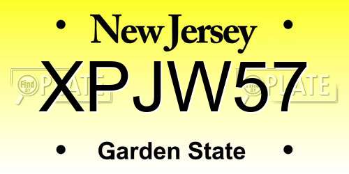 XPJW57 New Jersey License Plate