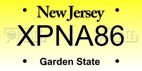 XPNA86 New Jersey License Plate