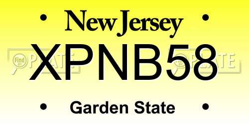 XPNB58 New Jersey License Plate