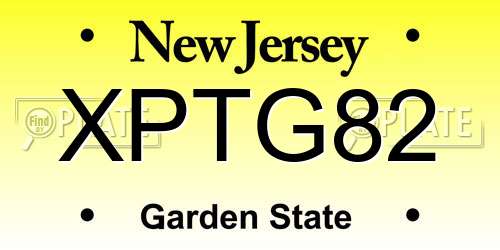 XPTG82 New Jersey License Plate