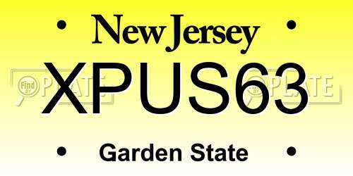 XPUS63 New Jersey License Plate