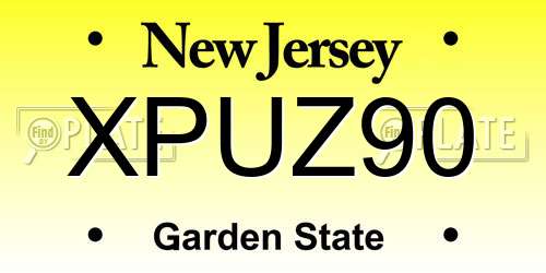 XPUZ90 New Jersey License Plate