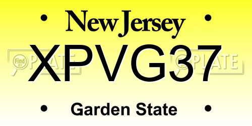 XPVG37 New Jersey License Plate