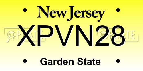 XPVN28 New Jersey License Plate