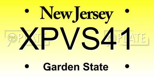 XPVS41 New Jersey License Plate