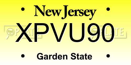 XPVU90 New Jersey License Plate