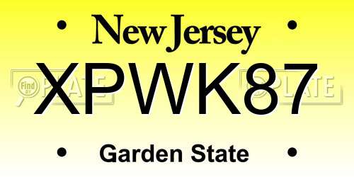XPWK87 New Jersey License Plate