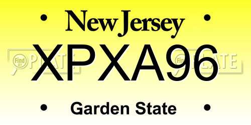 XPXA96 New Jersey License Plate