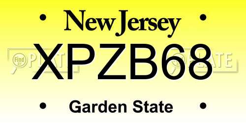 XPZB68 New Jersey License Plate