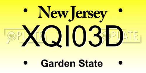 XQI03D New Jersey License Plate