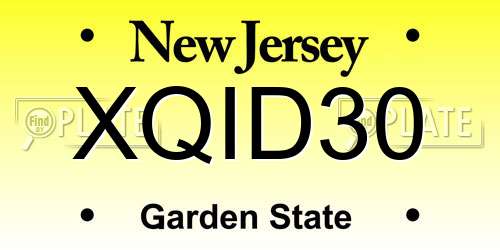 XQID30 New Jersey License Plate