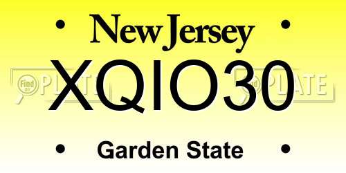 XQIO30 New Jersey License Plate