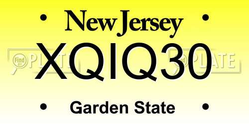 XQIQ30 New Jersey License Plate
