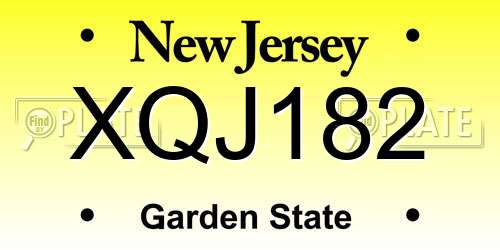 XQJ182 New Jersey License Plate