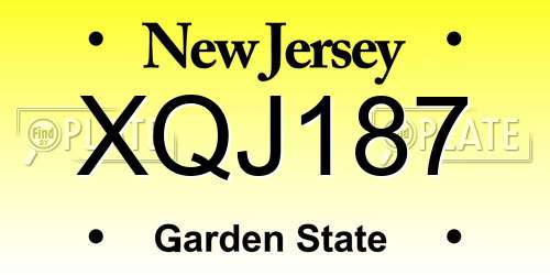 XQJ187 New Jersey License Plate