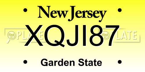 XQJI87 New Jersey License Plate