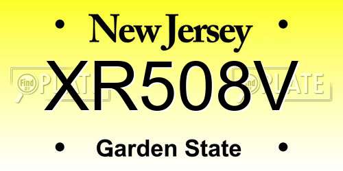 XR508V New Jersey License Plate