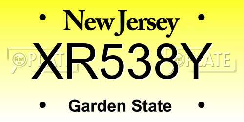 XR538Y New Jersey License Plate