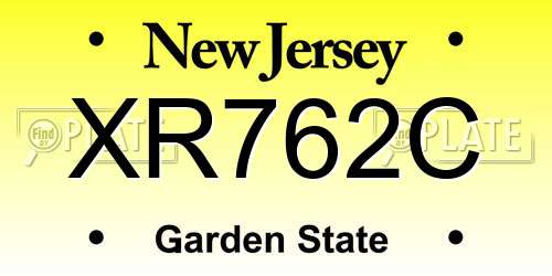 XR762C New Jersey License Plate
