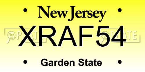 XRAF54 New Jersey License Plate