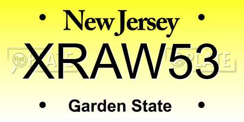 XRAW53 New Jersey License Plate