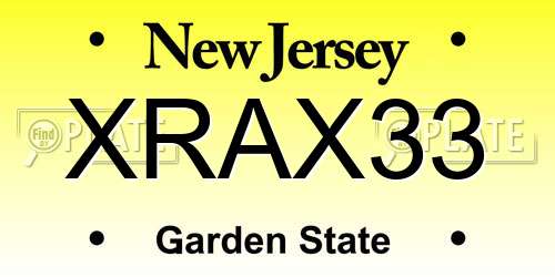 XRAX33 New Jersey License Plate